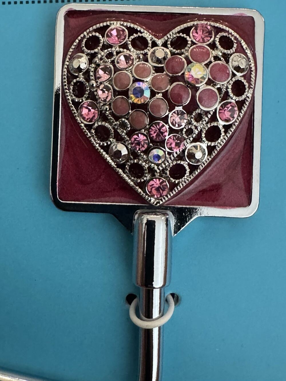 SPRING STREET RED FILIGREE HEART HANDBAG HOLDER PURSE HOOK NEW